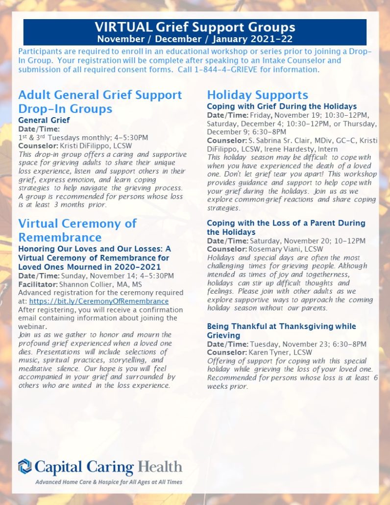 Grief Support Groups Registration Capital Caring Health Grief Support Groups Registration Capital Caring Health